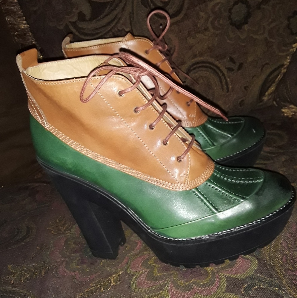 Polo Ralph Lauren Green and Brown Duck booties